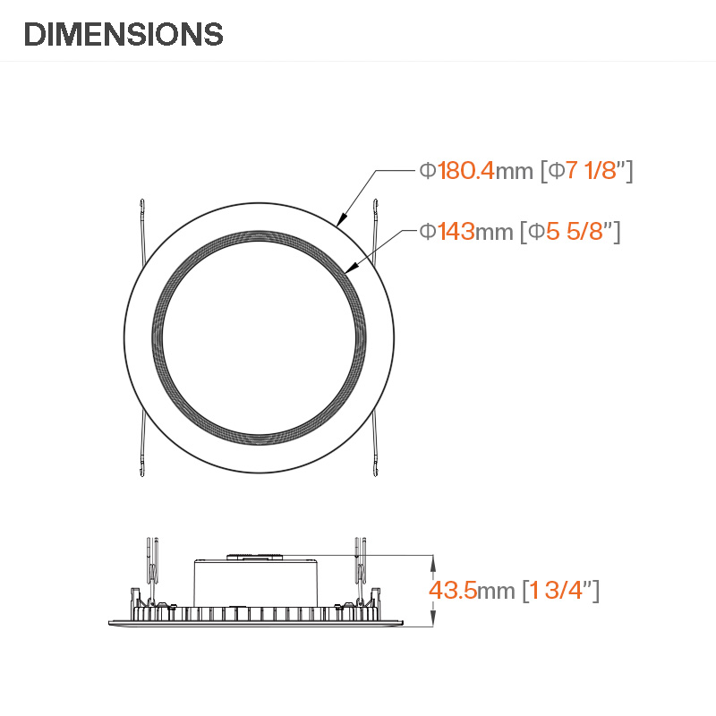 Foco plano redondo de 6 pulgadas con embellecedor deflector -- 12 W, 1000 lúmenes
